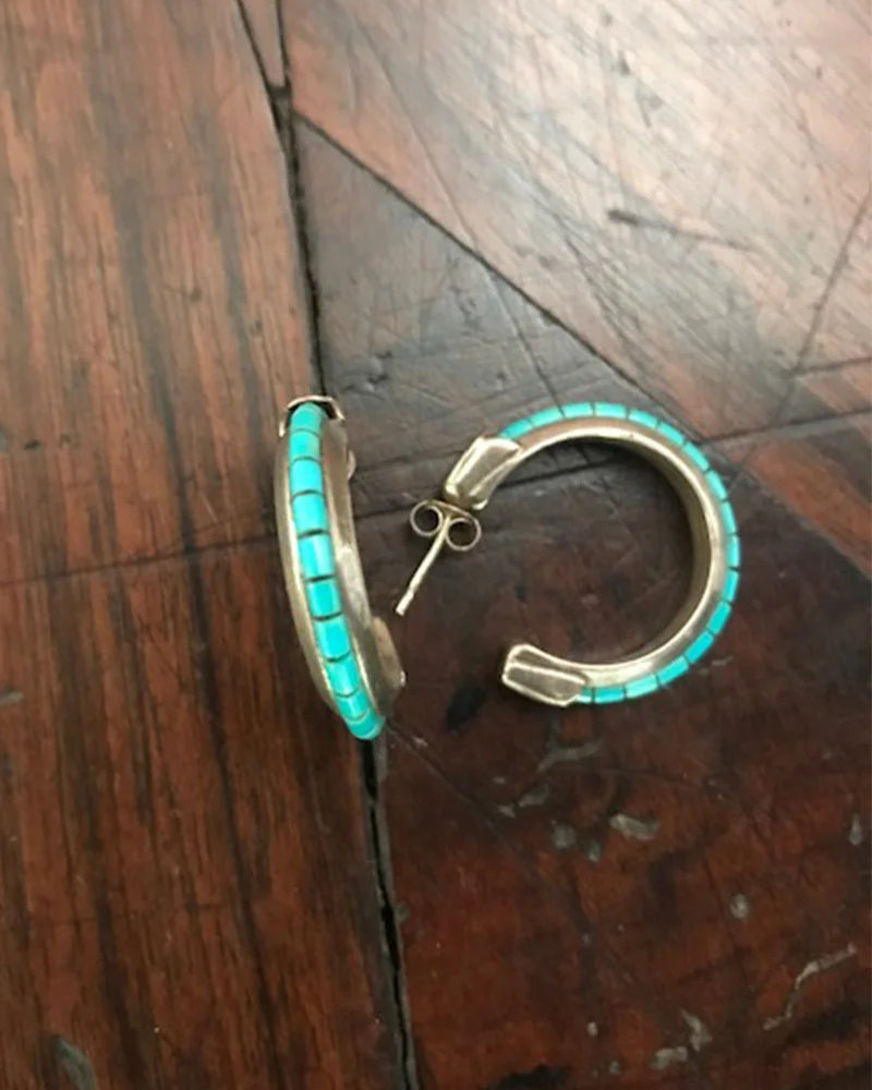 Contemporary Turquoise Hoop Earrings