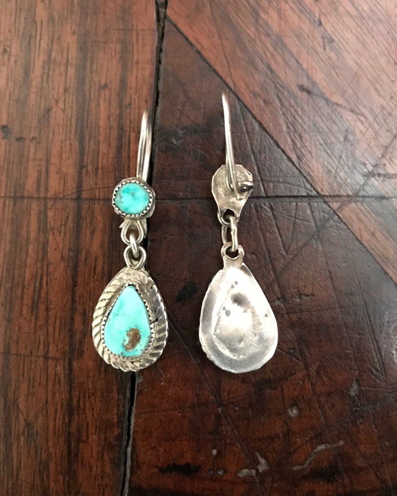 Navajo Pale Blue Turquoise Earrings