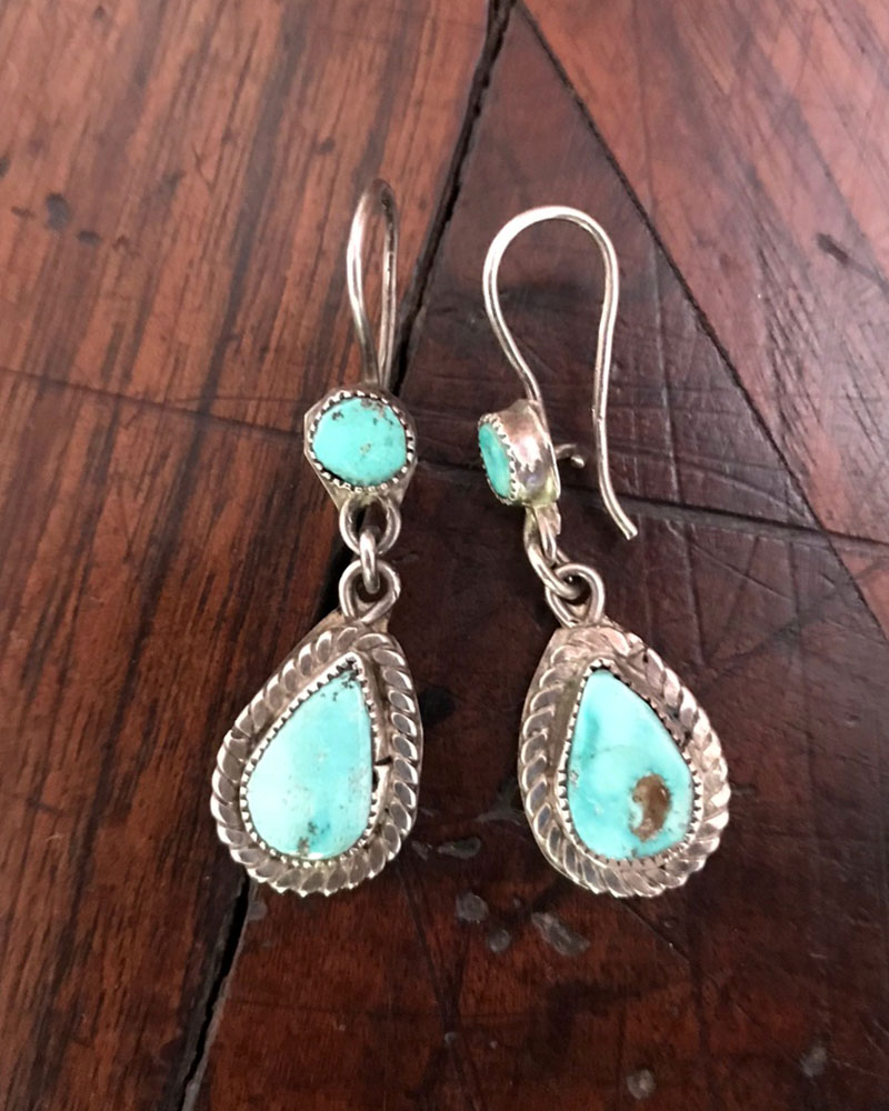 Navajo Pale Blue Turquoise Earrings