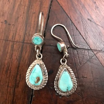 Navajo Pale Blue Turquoise Earrings