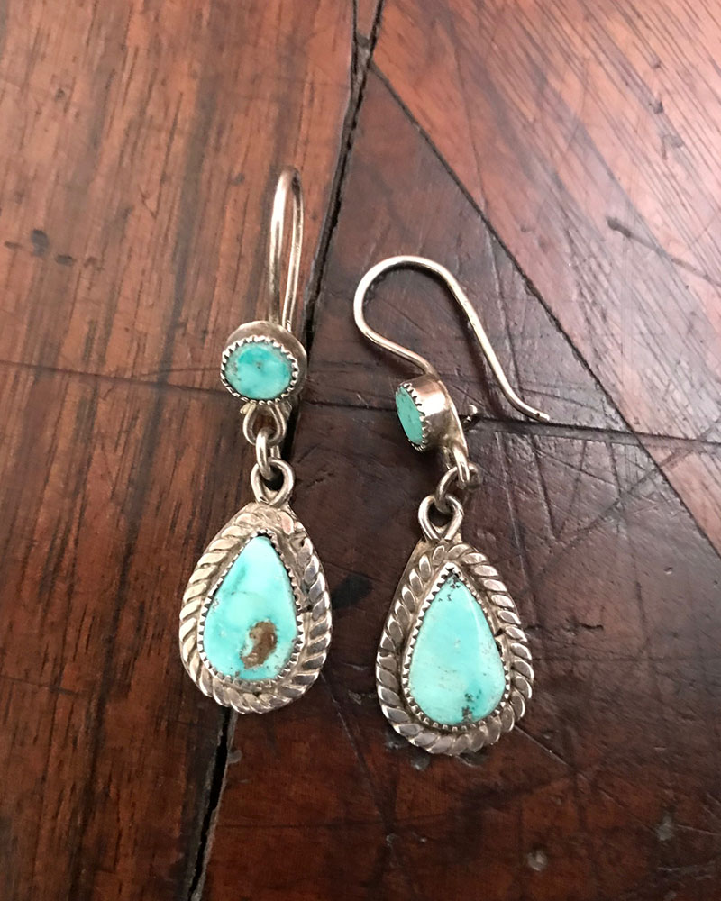 Navajo Pale Blue Turquoise Earrings