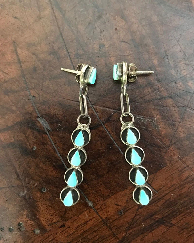 Pair of Zuni Turquoise Earrings