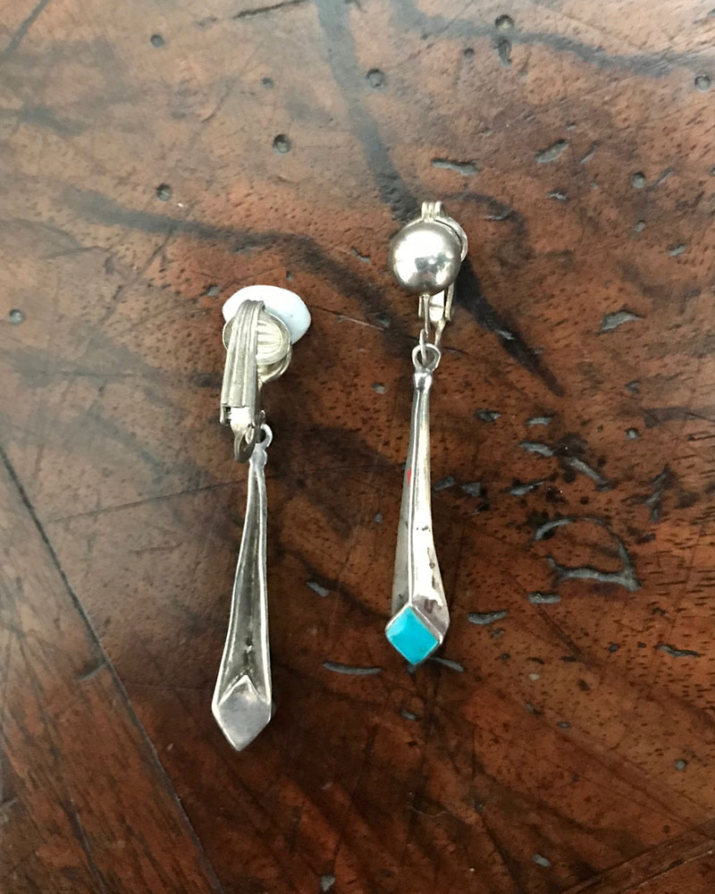 Dainty Turquoise and Silver Clip on Earrings