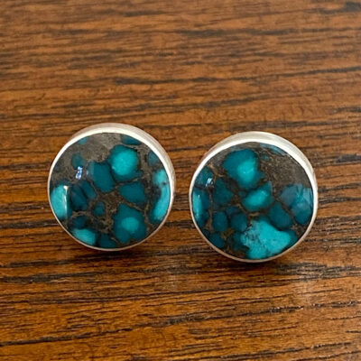 Paiute Turquoise Stud Earrings by Marie Tsosie