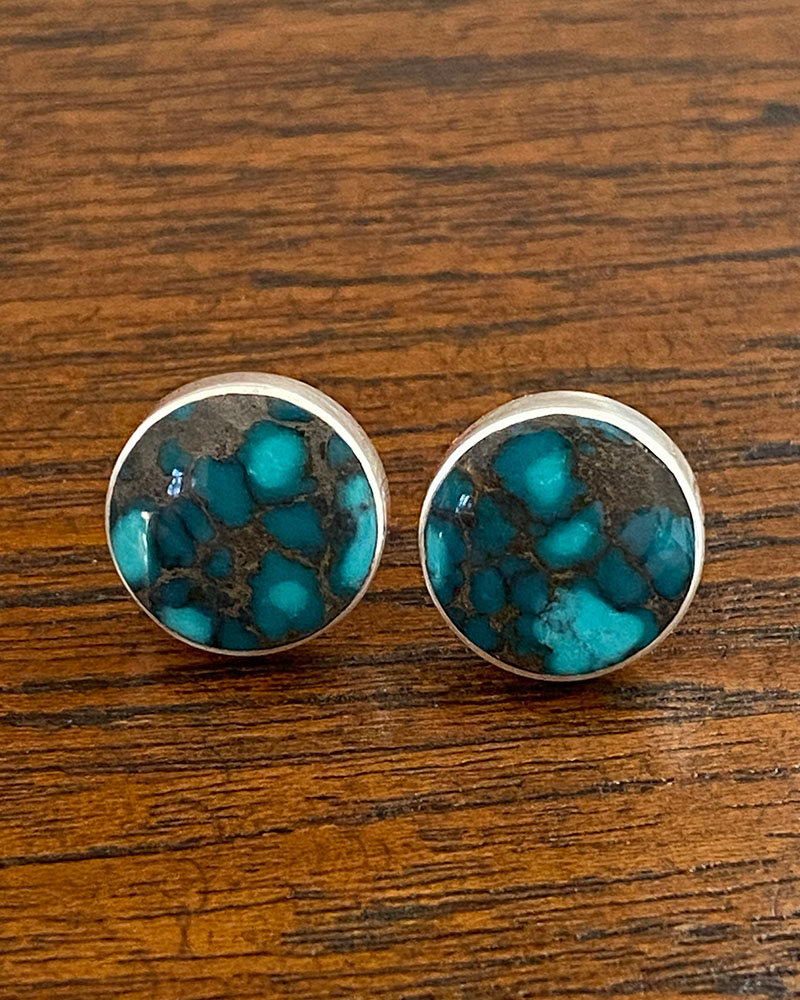 Paiute Turquoise Stud Earrings by Marie Tsosie