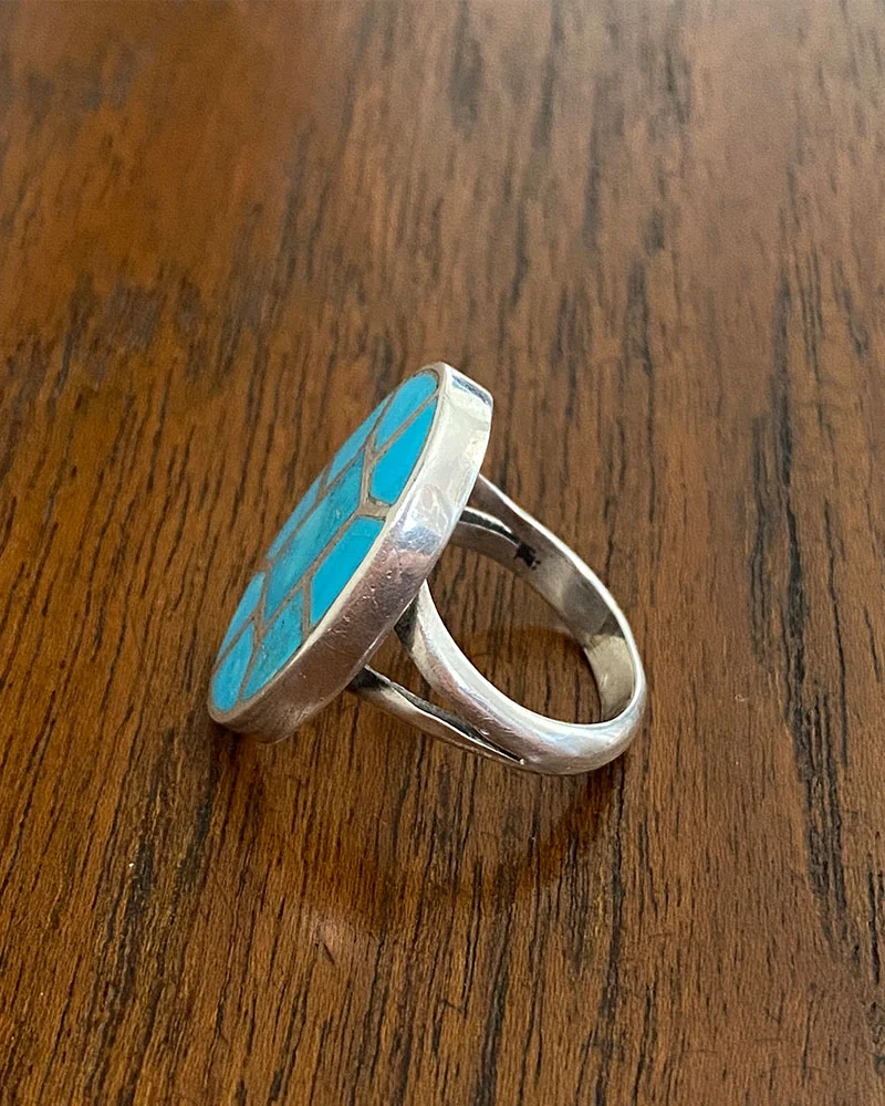 Zuni Turquoise Channel Inlay Ring