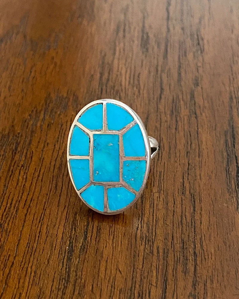 Zuni Turquoise Channel Inlay Ring