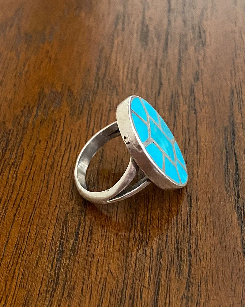 Zuni Turquoise Channel Inlay Ring
