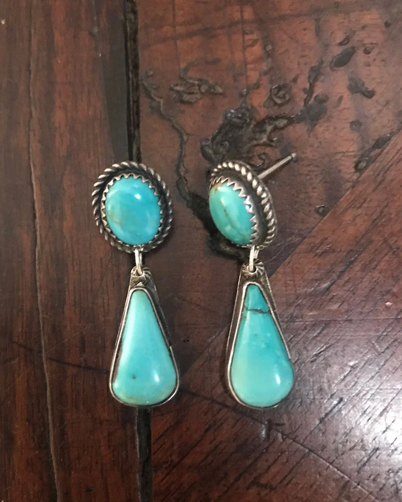Navajo Turquoise Tear Drop Earrings
