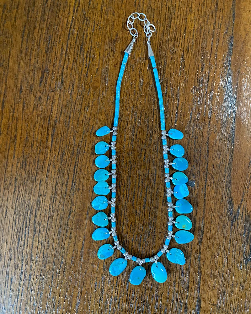 Petite Blue Gem Turquoise Necklace