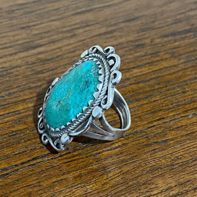 Navajo Drawn Wire Turquoise Ring
