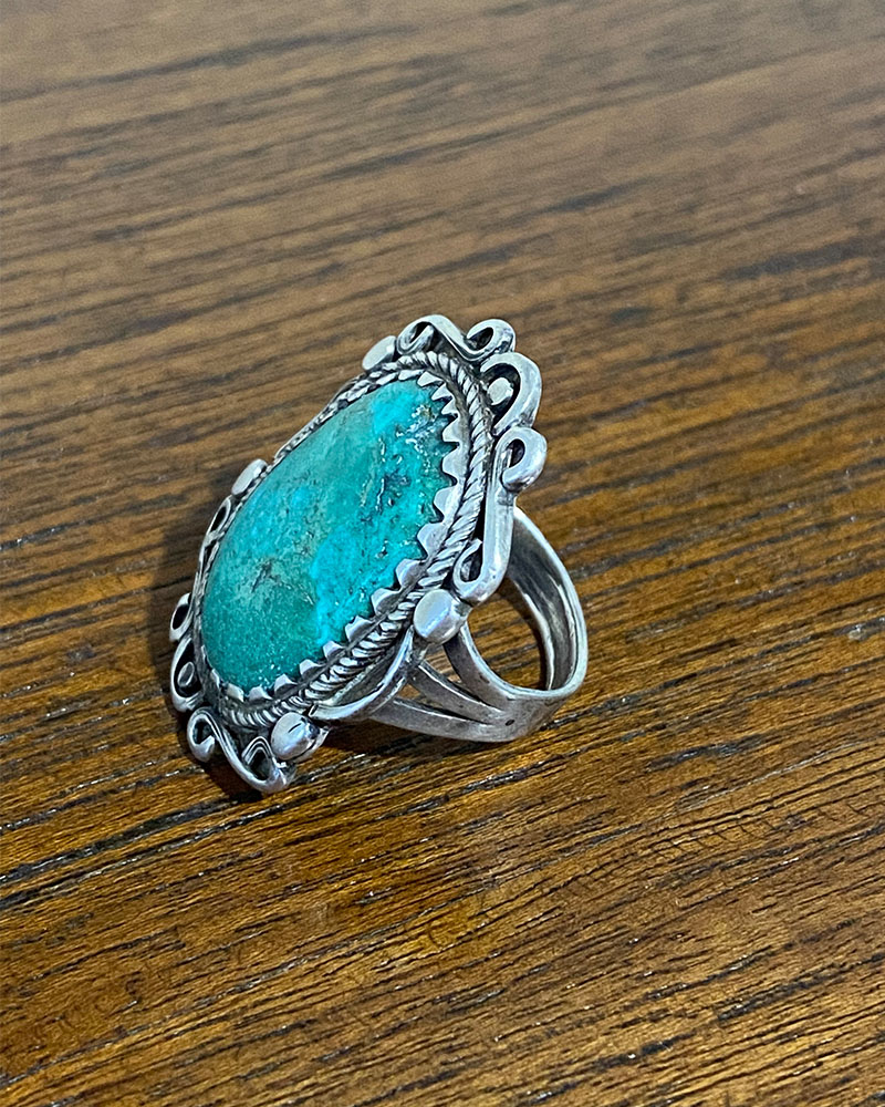 Navajo Drawn Wire Turquoise Ring