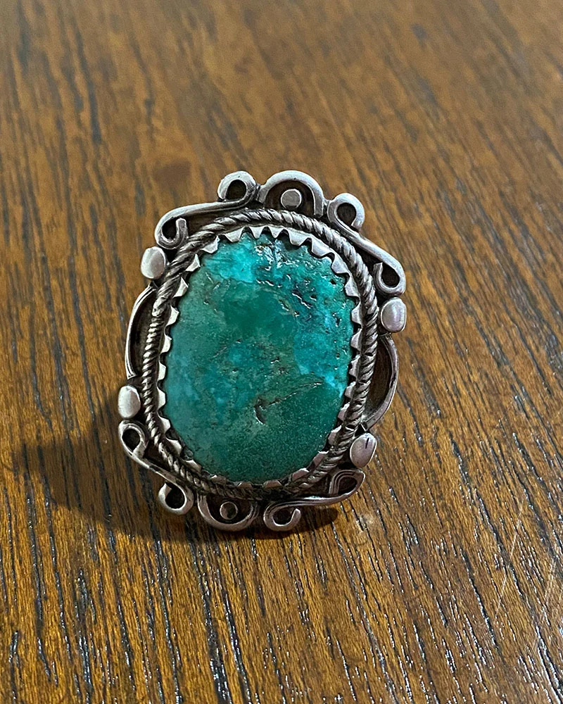 Navajo Drawn Wire Turquoise Ring
