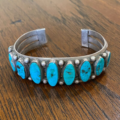 Navajo Turquoise Nine Stone Row Bracelet