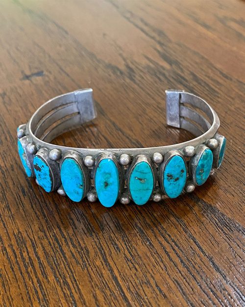 Navajo Turquoise Nine Stone Row Bracelet