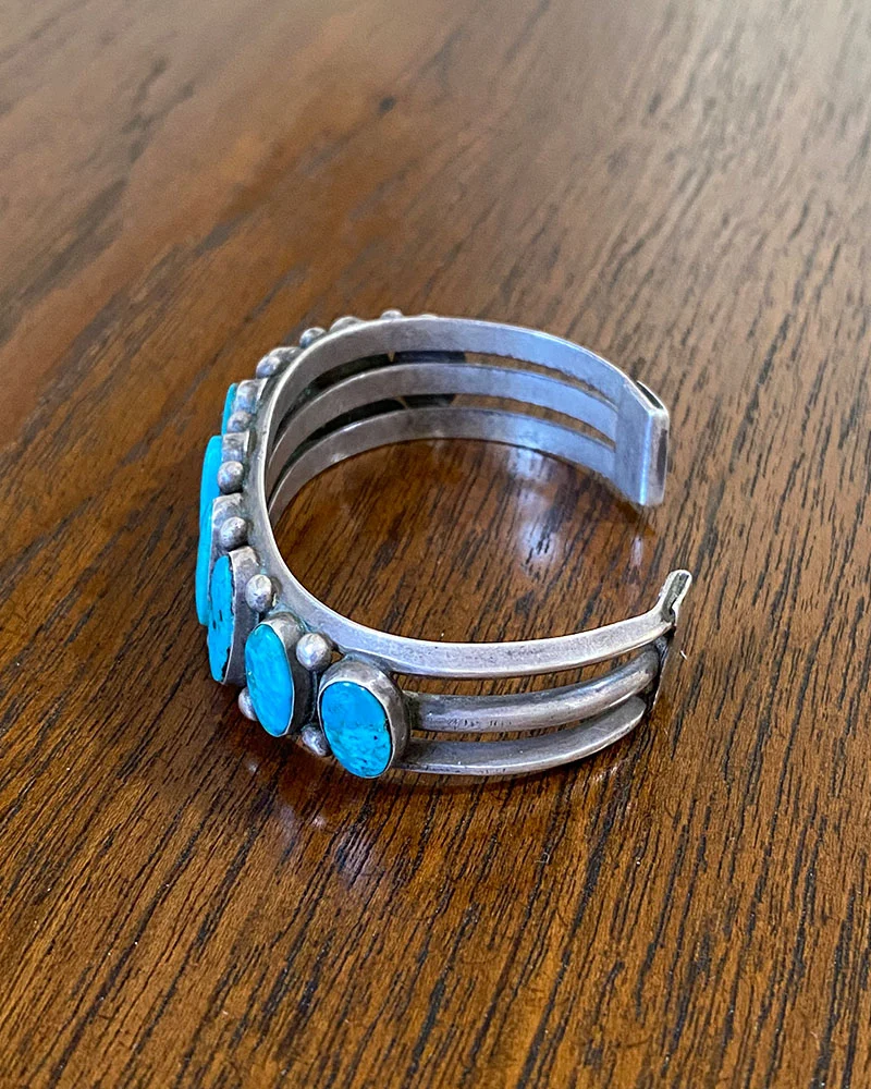 Navajo Turquoise Nine Stone Row Bracelet