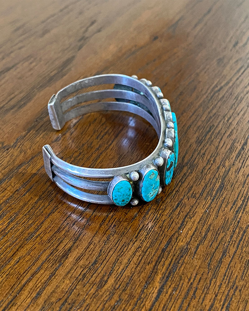 Navajo Turquoise Nine Stone Row Bracelet