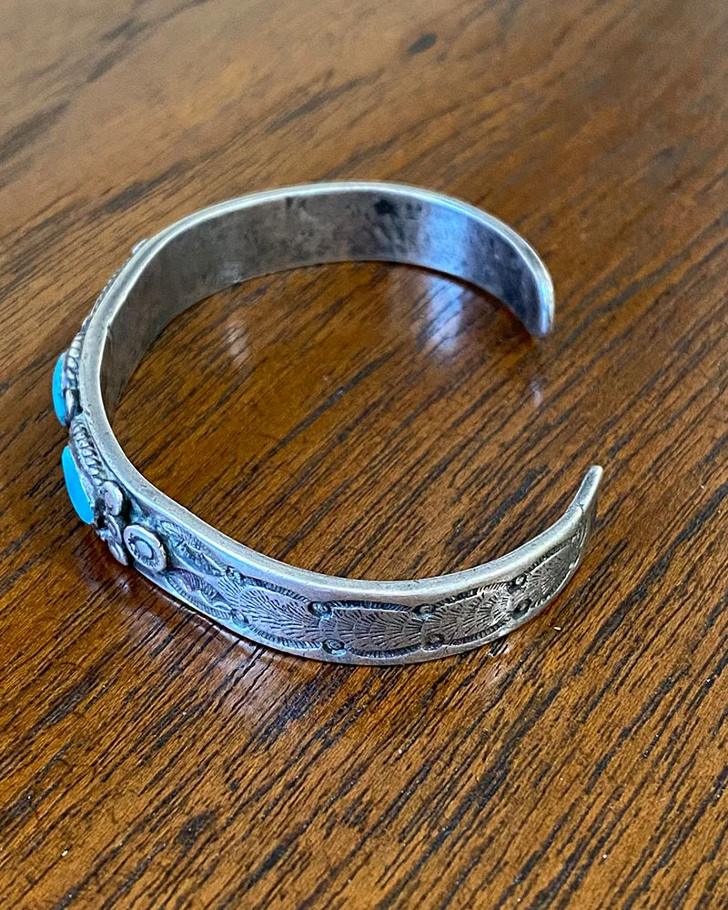 Narrow Navajo Silver Bracelet