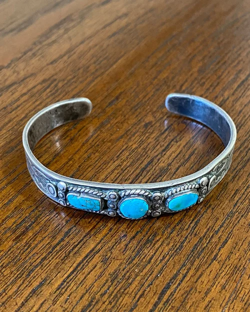Narrow Navajo Silver Bracelet