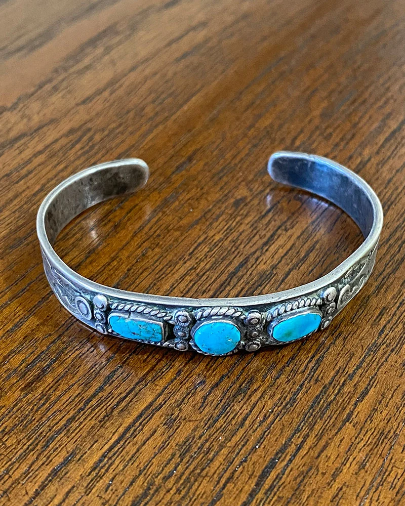 Narrow Navajo Silver Bracelet
