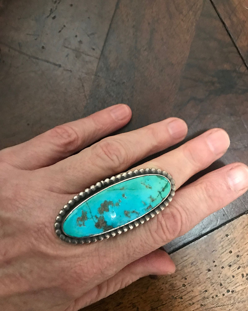 Long Navajo Turquoise Ring