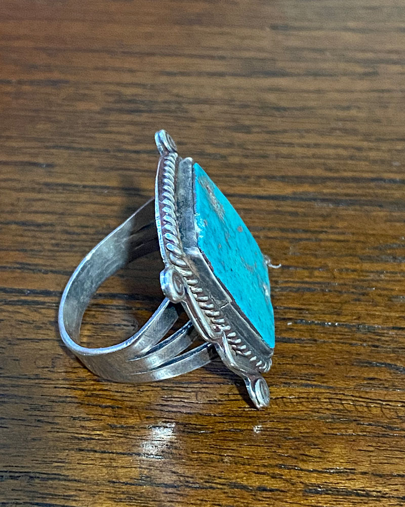 Large Square Navajo Turquoise Ring