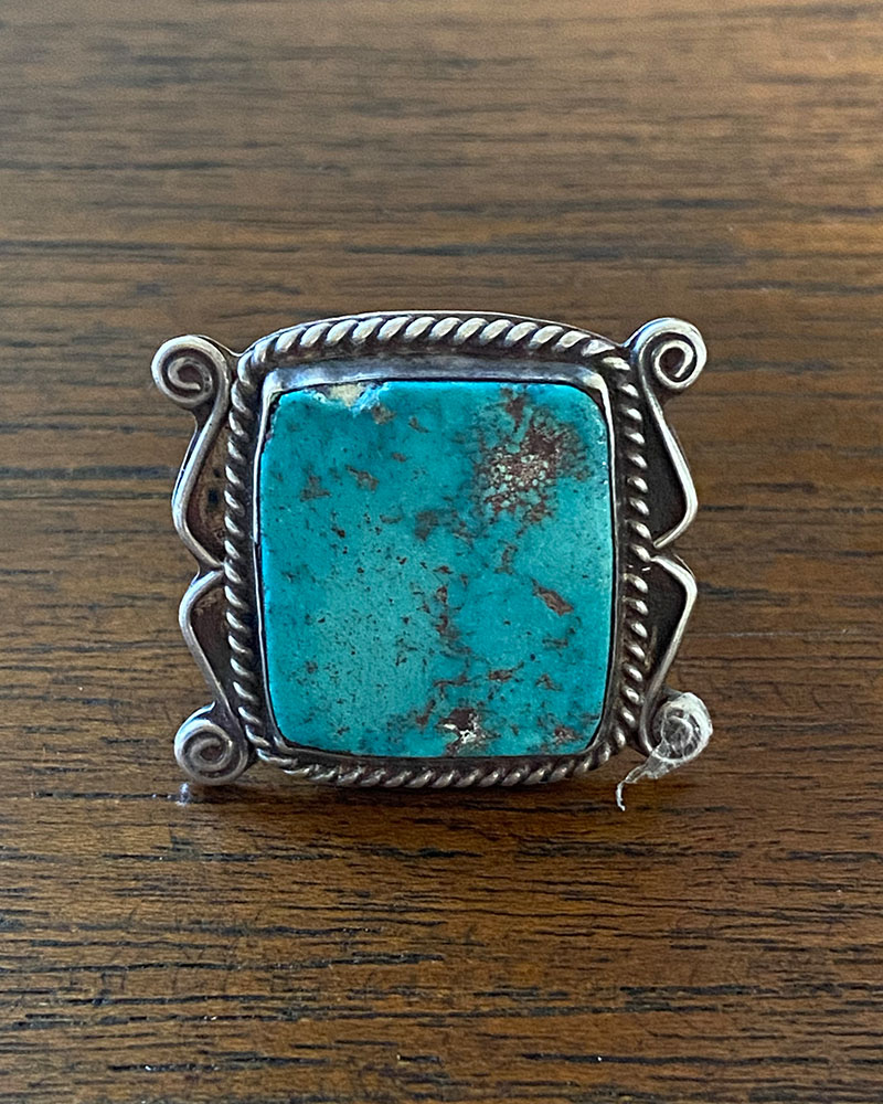 Large Square Navajo Turquoise Ring