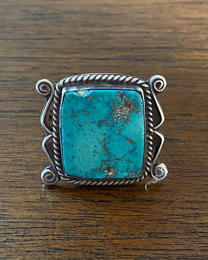 Large Square Navajo Turquoise Ring
