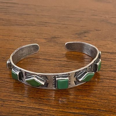 Navajo Dark Green Turquoise Row Bracelet