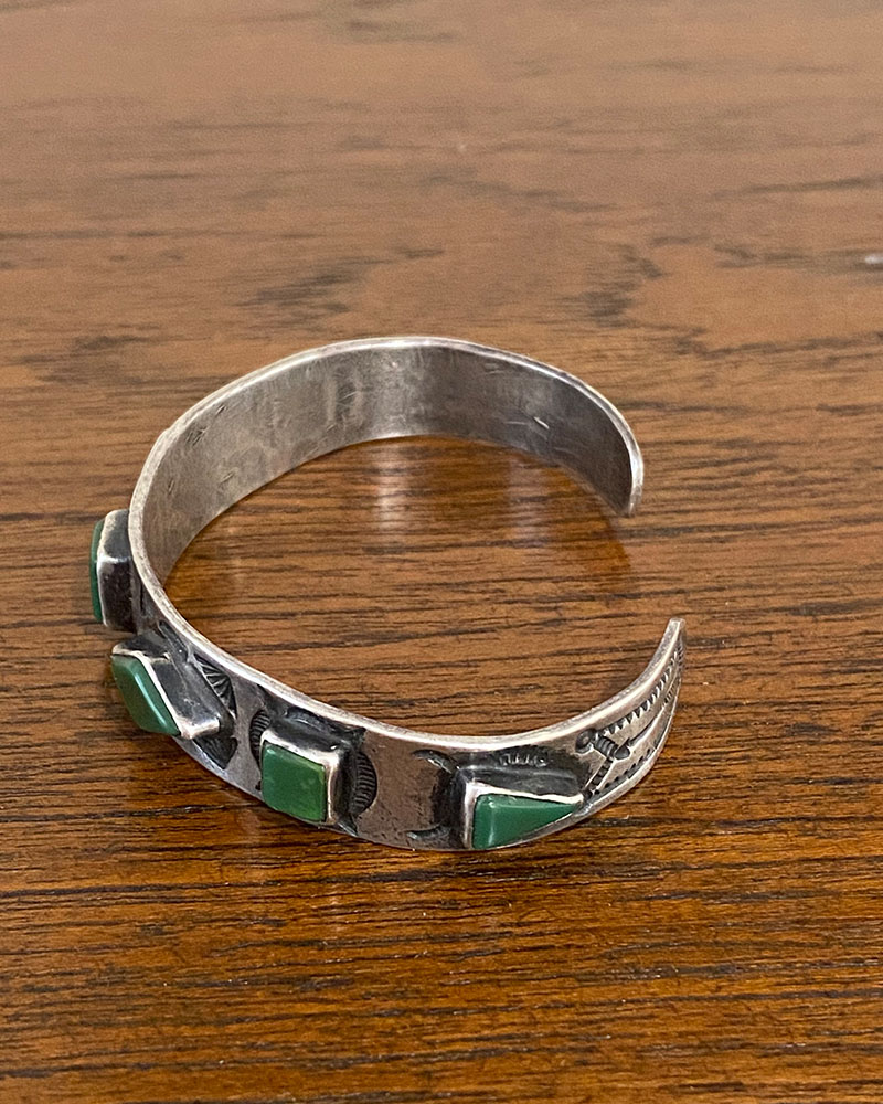 Navajo Dark Green Turquoise Row Bracelet
