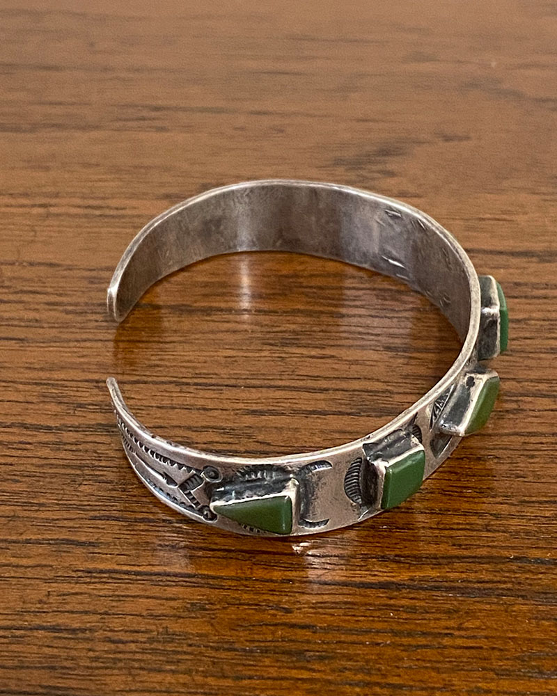 Navajo Dark Green Turquoise Row Bracelet