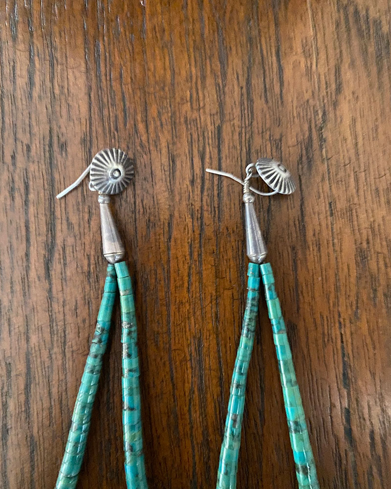 Unique Zuni Heishi Turquoise Earrings