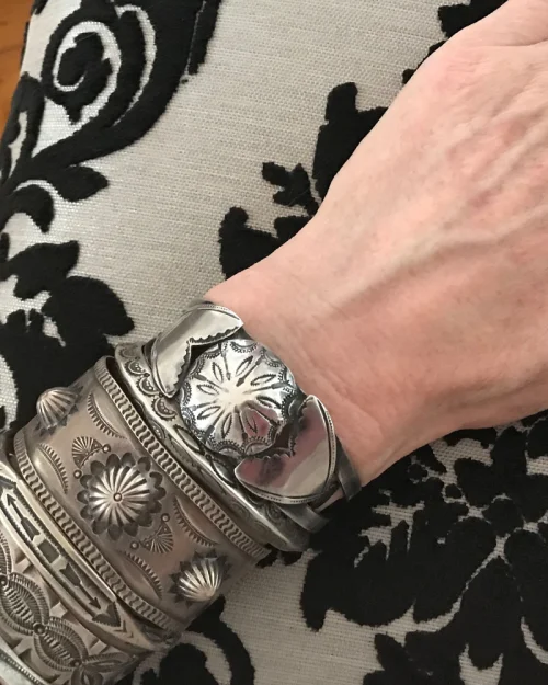 Silver Isleta Pueblo Bracelet with Butterfly