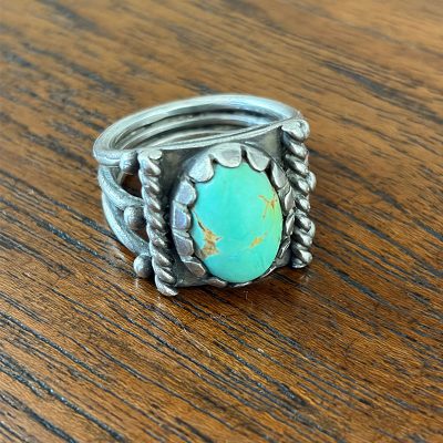 Navajo Twist Wire Turquoise Ring