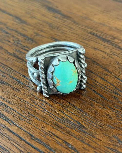 Navajo Twist Wire Turquoise Ring