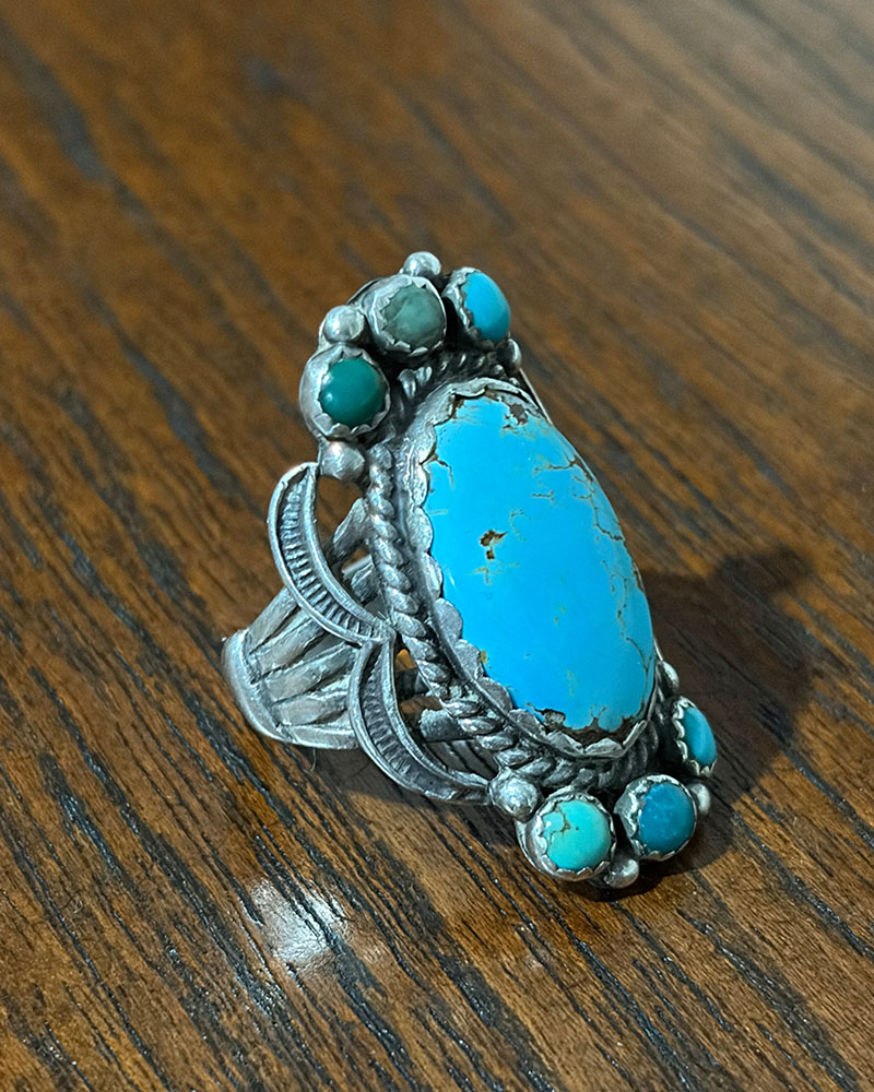 Ornate Navajo Turquoise Ring