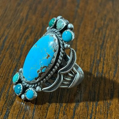 Ornate Navajo Turquoise Ring