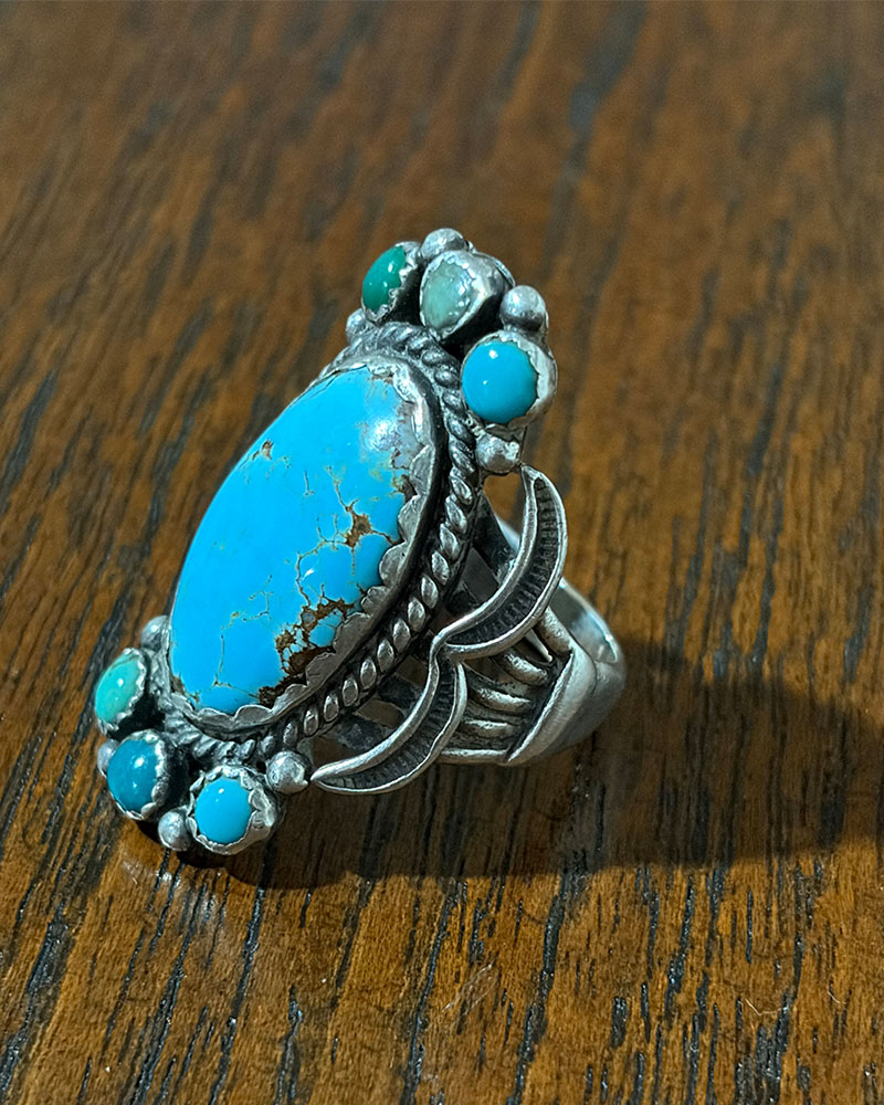Ornate Navajo Turquoise Ring