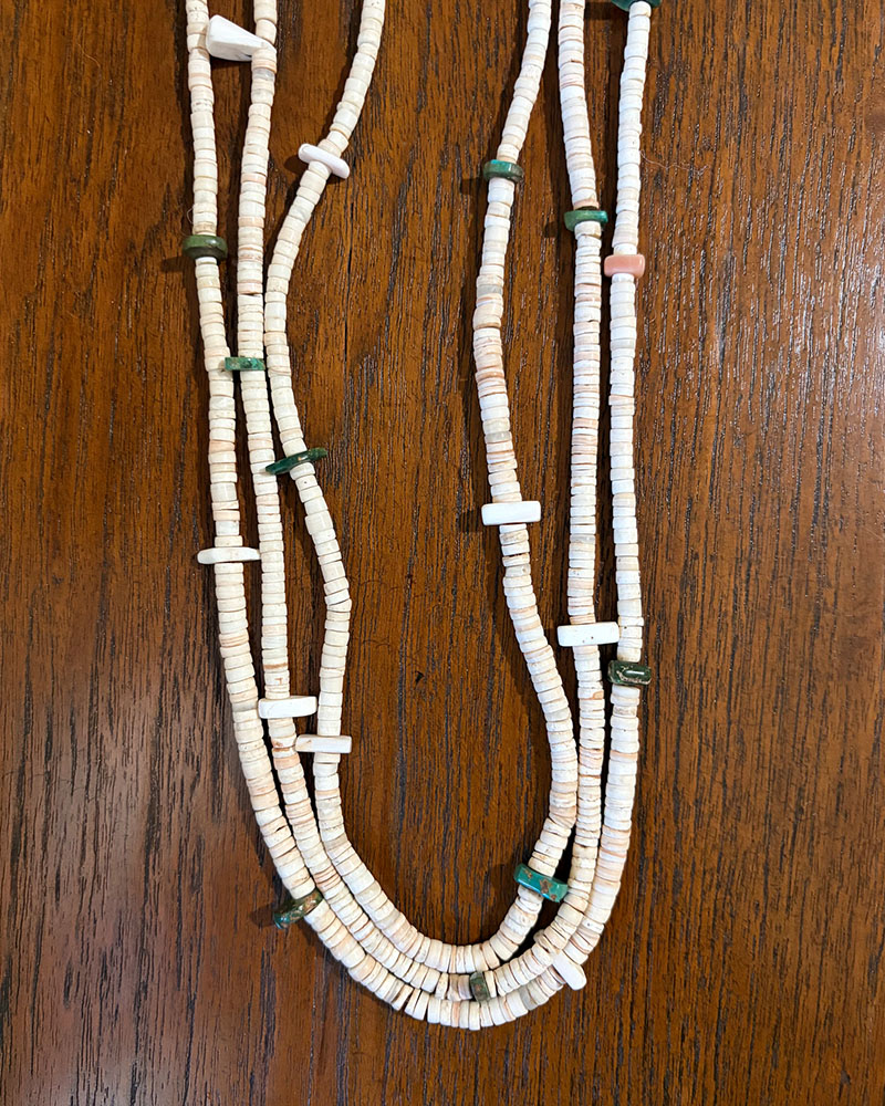 Clam Shell and Turquoise Heishi Necklace