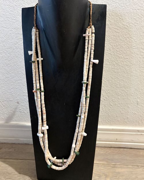 Clam Shell and Turquoise Heishi Necklace