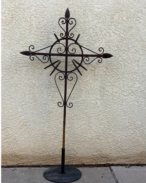 Early Mexican Wrought Iron Church Cross
