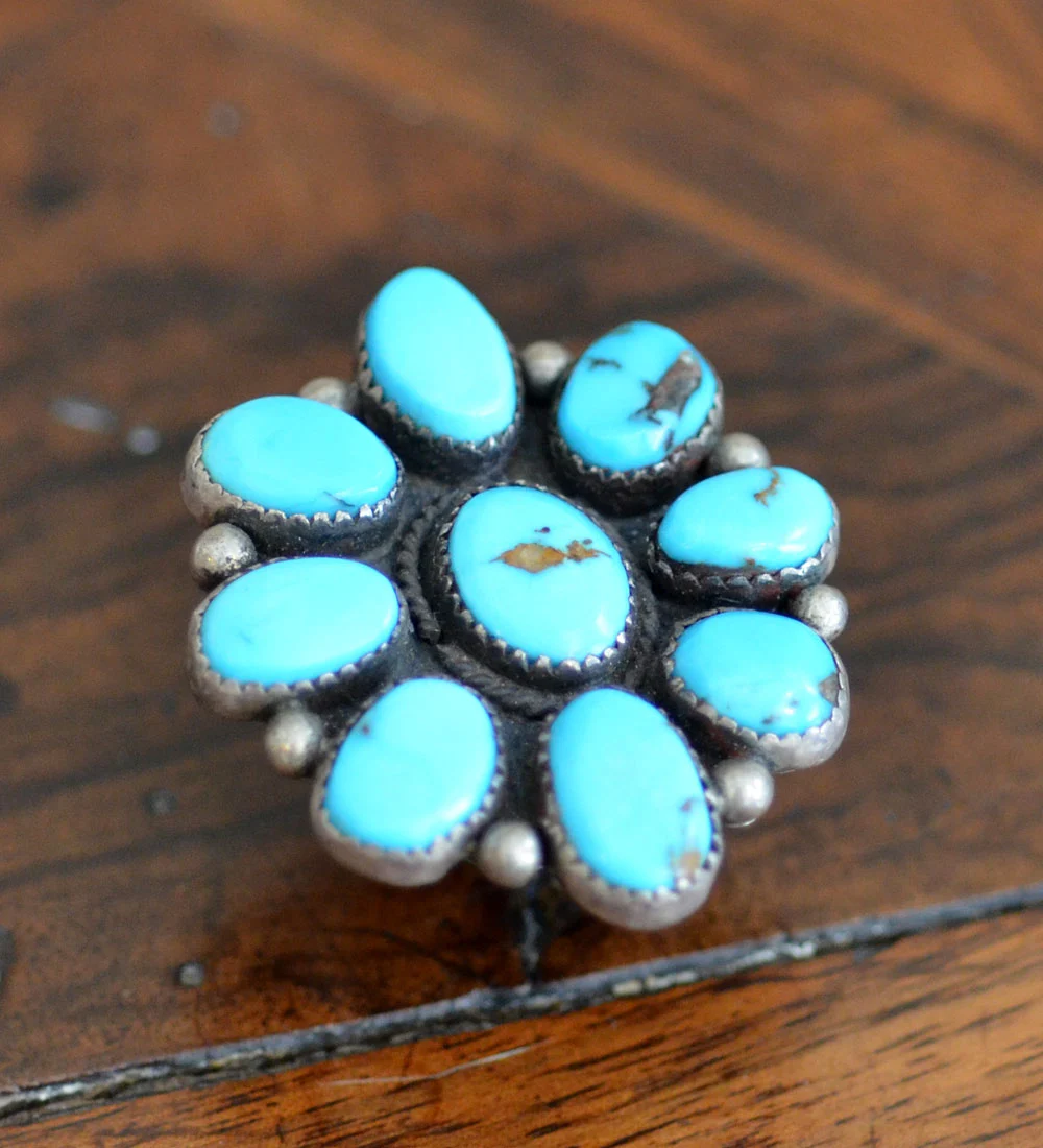 Blue Turquoise Cluster Ring