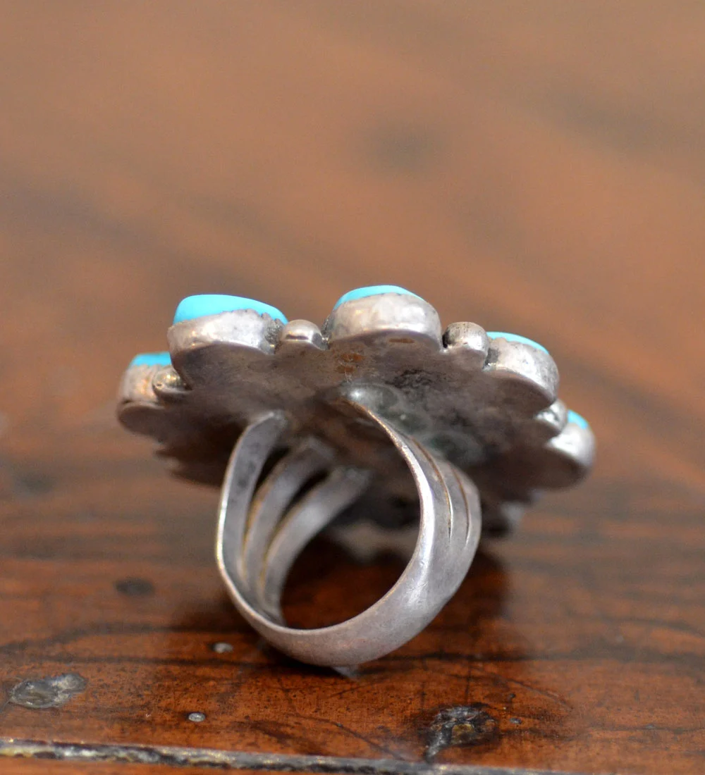 Blue Turquoise Cluster Ring