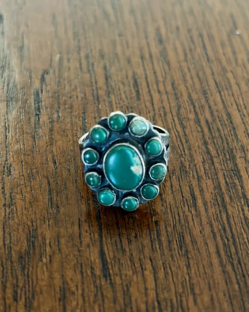 Petite Fit Green Cluster Ring