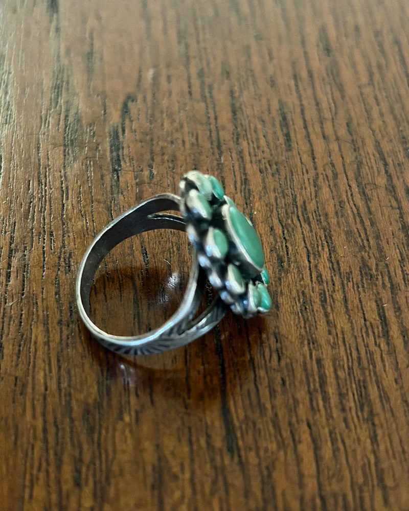 Petite Fit Green Cluster Ring