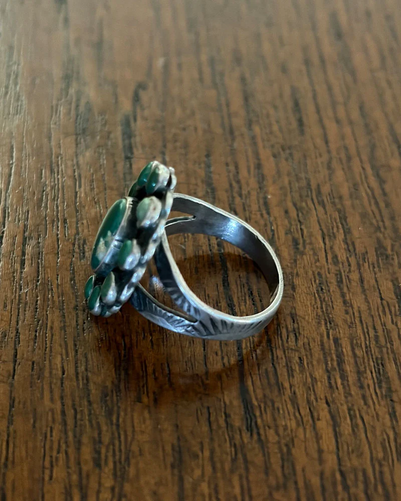 Petite Fit Green Cluster Ring